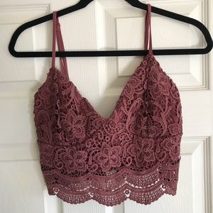 Worn once, dark pink lace top